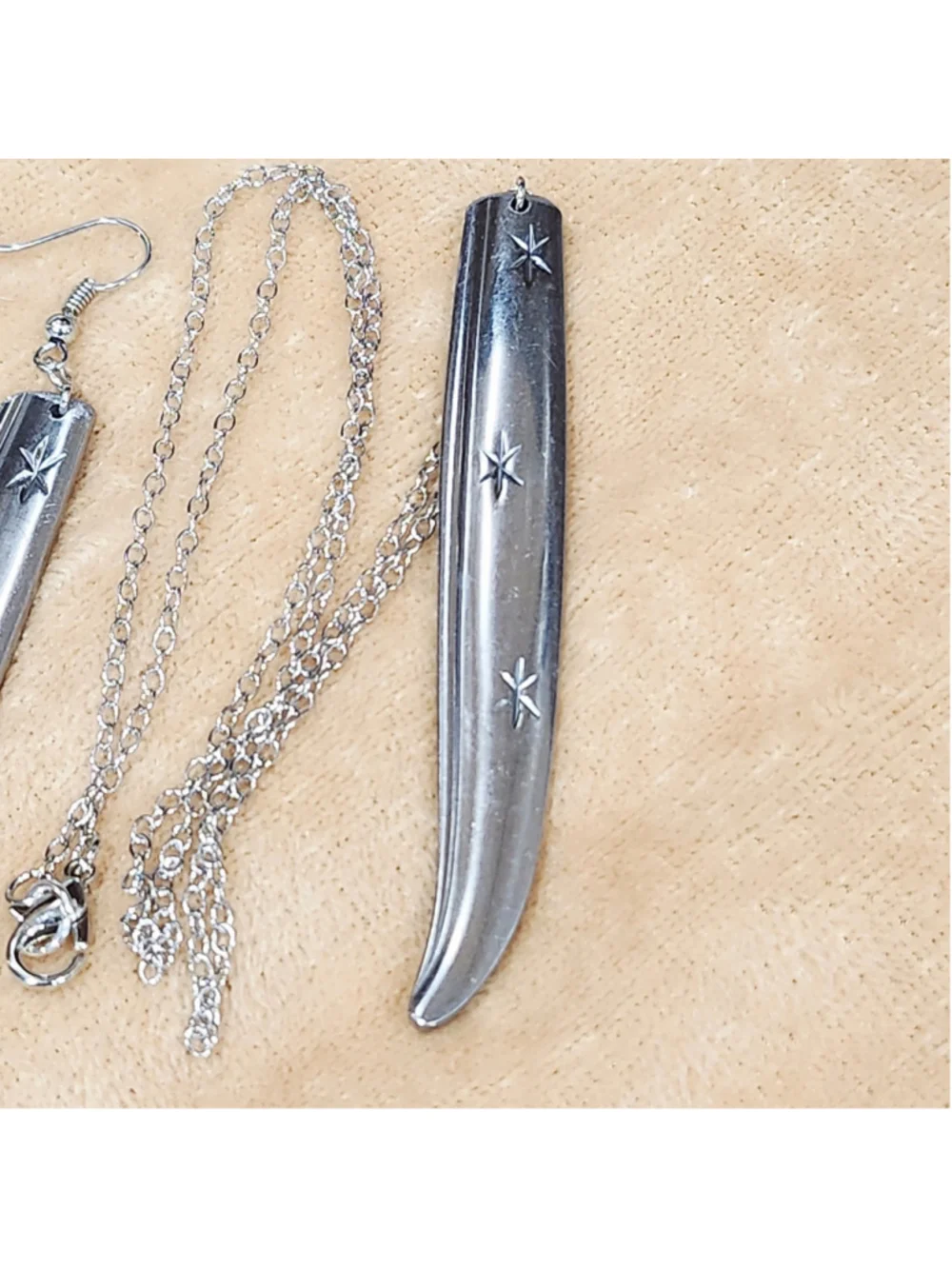 1950s Starburst Stainless steel Silverwear Jewelry Set Handmade